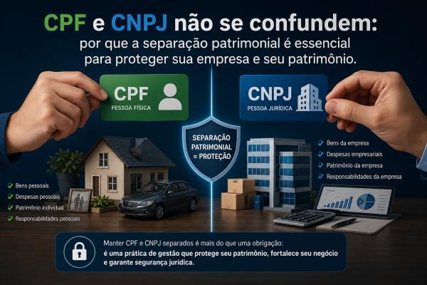 CPF e CNPJ não se confundem: por que a separação patrimonial é essencial para proteger sua empresa e seu patrimônio